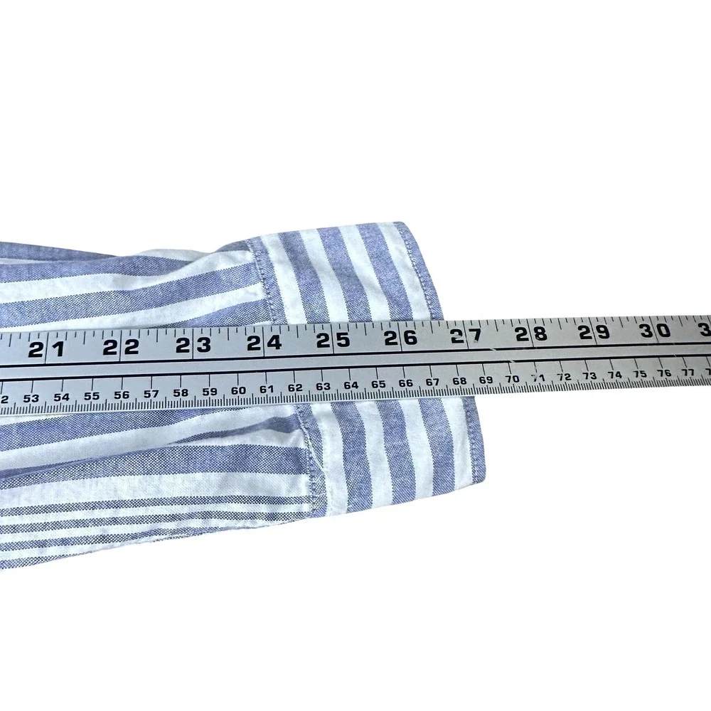 J‎ Crew Broken In Oxford Slim Organic Cotton Blue Stripe Button Shirt Men XXL
